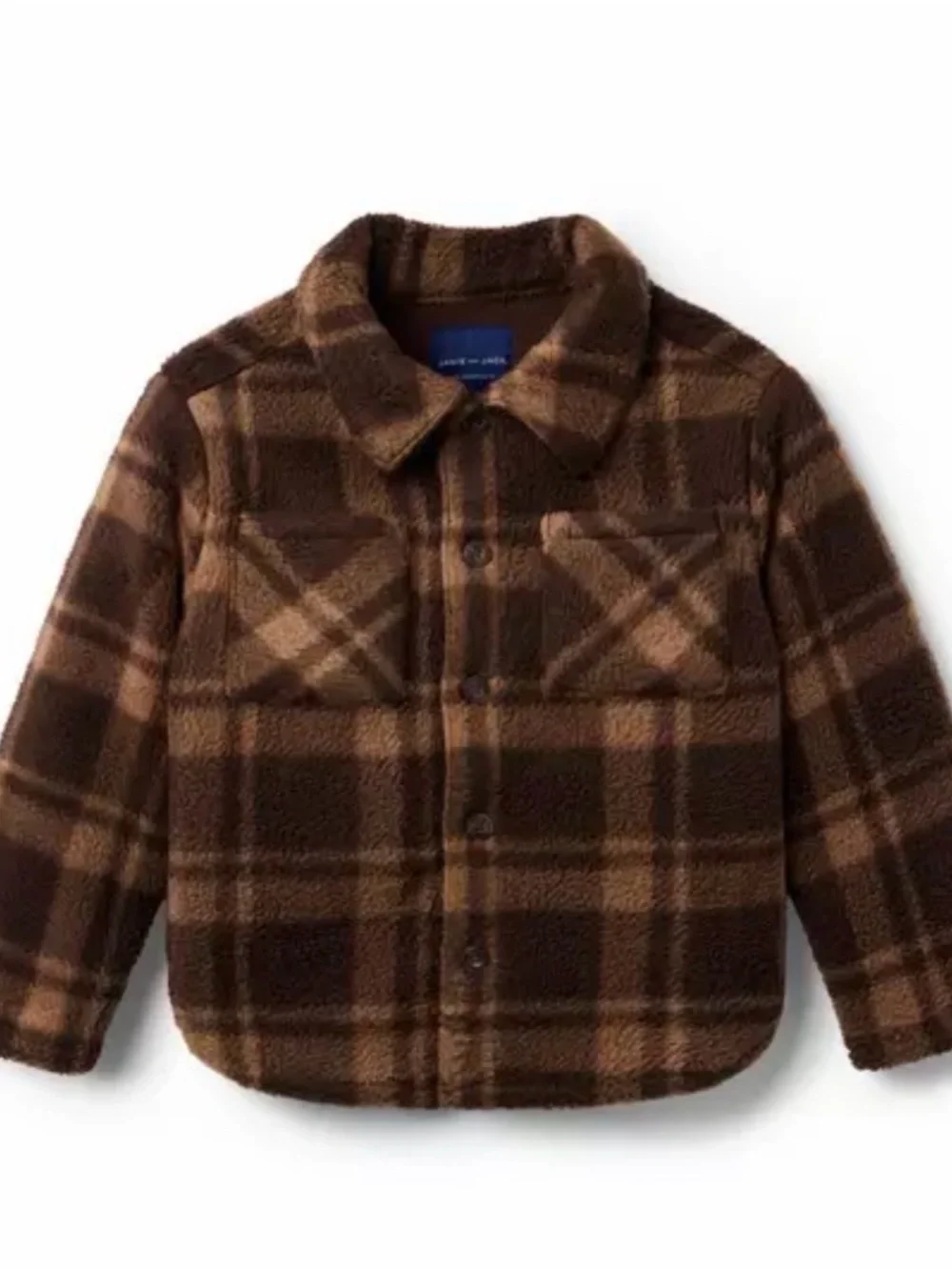 Janie and Jack Brown Plaid Fleece shirt Coat